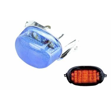 Imagem de TOPZONE Para Suzuki 1997-2000 GSX-R600; 1996-1999 GSX-R750; luz traseira de freio LED luz traseira integrada; 35710-33E30 (azul, modo flash estilo 1)