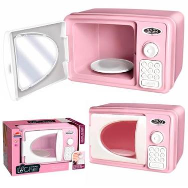 Imagem de Brinquedo Microondas New Le Chef Rosa Com Prato Abre E Fecha Brincando