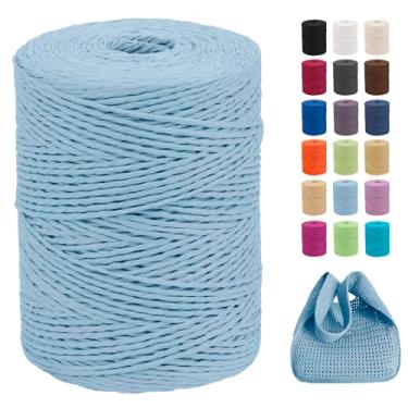 Imagem de CAMAL Fio de ráfia de 2 mm x 328 jardas para crochê, fita de papel de ráfia trançada de 2 camadas para embrulho de presente, cordão de ráfia suave para crochê rosa, chapéus, bolsas, artesanato de mão