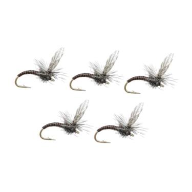 Imagem de Generic 5 peças de moscas domésticas para pesca com mosca sortidas com ponta farpada, artificiais, kit múltiplo, iscas de pesca com mosca resistentes e