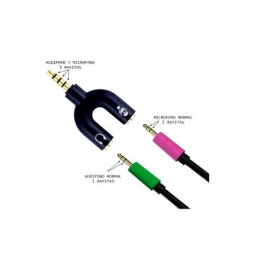 Imagem de Adaptador divisor de áudio macho de 3,5 mm para microfone de fone de o