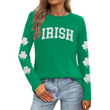 Imagem de Camisa feminina LAZYCHILD St Patricks Day Lucky Shamrock Green