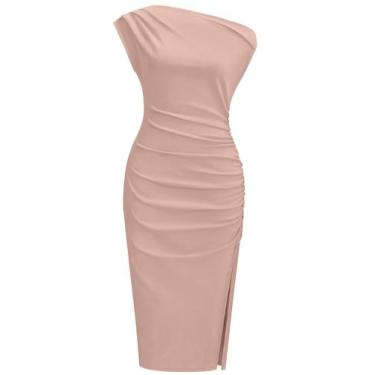 Imagem de Vestido de festa OWIN Elegant Classy Pink Wedding Guest Nude Pink