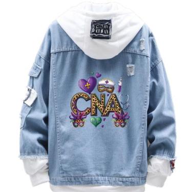 Imagem de Jaqueta jeans, estilo casual, alfabeto de Halloween para mulheres - WA