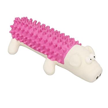 Imagem de GLOGLOW Brinquedos de látex para cães barulhentos, brinquedos fáceis para cães e ranger dentes fofos modelagem de animais para casa para cães (rosa vermelha)