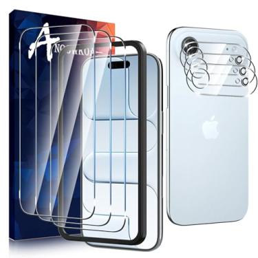 Imagem de Anoowkoa Pacote com 3 protetores de tela de ar i-P-hone 17 + [pacote com 3] protetor de vidro temperado para lente de câmera. Dureza 9H. Suporta desbloqueio de impressões digitais, sem bolhas. Fácil