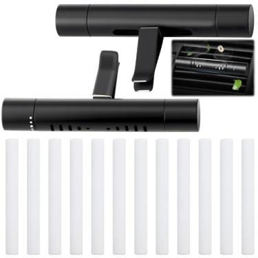 Imagem de 2 peças de clipes de ventilação para difusor de ar de carro para óleos essenciais com 12 núcleos de algodão inodoro para mulheres e homens, acessórios de decoração de fragrâncias automotivas para