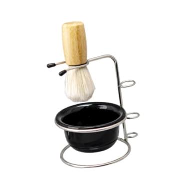 Imagem de MotiveTech Conjunto de pincéis de barbear 3 em kit de barbear com cerdas de nylon macio ergonômico suporte de metal para cuidados diários para homens namorados
