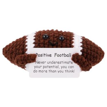 Imagem de TOYMIS Kit de crochê de futebol positivo, macio, fofo, boneco criativo e alegre, mini brinquedo de crochê de rúgbi, presente de aniversário de pelúcia para decoração de festa de escritório