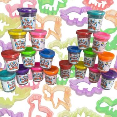 Imagem de Kit 20 Massinha De Modelar Com 6 Moldes Forminha Diver Massa Infantil 