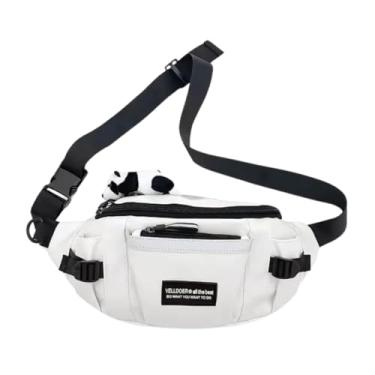 Imagem de Pochete Bolsa Transversal Coreana Moderna Unissex – Nylon Impermeável, Estilo Urbano, Ajustável para Cintura ou Peito (Preto)