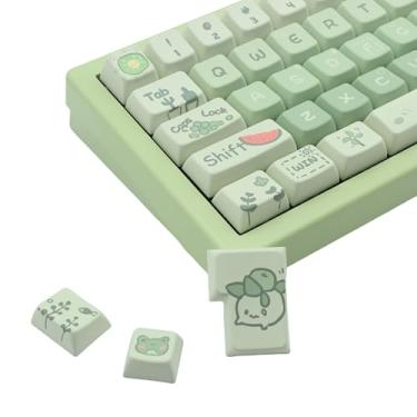 Imagem de Cmokifuly Frog Cute Keycaps MDA Profile Custom PBT Verde para Teclado Mecânico, 148 Teclas Dye-Sub Lindas Teclas (Rã Verde)