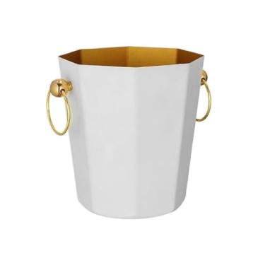 Imagem de balde de vinho Balde de champanhe criativo balde gelo aço inoxidável decoração moda cubo vinho grande capacidade tinto Refrigerador de cerveja(Branco)