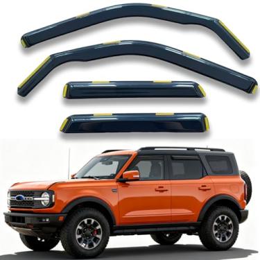 Imagem de Viseiras de janela no canal, defletores de ventilação compatíveis com Ford Bronco Sport 2021-2025, protetores de chuva para janela, sombras, fumaça escura, 4 peças