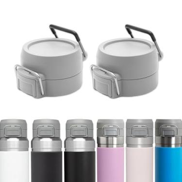 Imagem de BOSORIO Pacote com 2 tampas de substituição compatíveis com garrafa de água Stanley Quick Flip GO 680.4 g 1,020.6 g, tampa superior com alça de transporte, acessórios de tampas automáticas à prova de