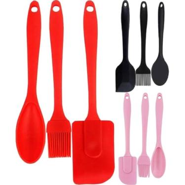 Imagem de Kit 3 Peças Colher Pincel Espátula Silicone Culinário Cozinha Utensílios