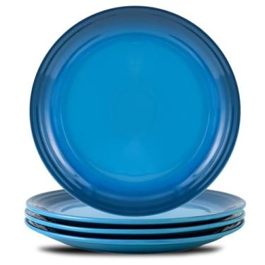 Imagem de Hasense Conjunto de 4 pratos de jantar de cerâmica, pratos premium de 25 cm, pratos de servir salada elegantes e duráveis, seguros para forno, micro-ondas e lava-louças, perfeito para família e