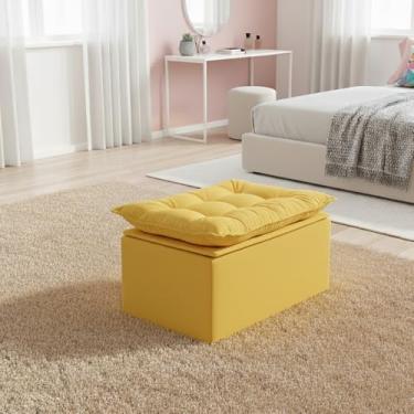 Imagem de Puff Baú Opala Decorativo Organizador Quarto Infantil Bela Móveis (Amarelo)