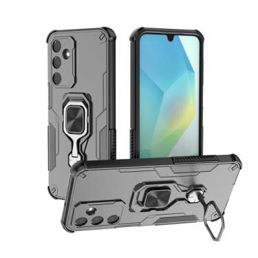 Imagem de SORAKA Capa para Samsung Galaxy A16 com suporte de metal rotativo de 360 graus peça magnética de ferro para suporte magnético de telefone para carro preto