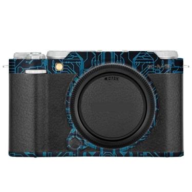 Imagem de X-M5 Adesivo de câmera anti-arranhões revestimento protetor de corpo película protetora capa de pele para FujiFilm X-M5 XM5 (Circuit Blue+Couro Preto)