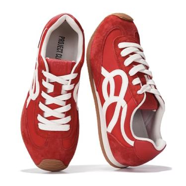 Imagem de Project Cloud Tênis feminino Barefoot Shoes – Tênis feminino com cadarço de espuma viscoelástica – leve e antiderrapante – Tênis feminino moderno para o dia todo 2025 (baixo), Vermelho, 41