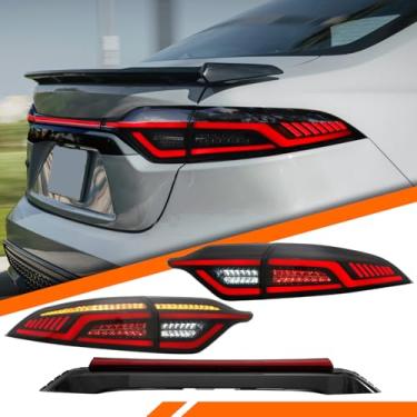 Imagem de COOLDNA Luzes traseiras de LED para Toyota Corolla 2020-2024 Conjunto de lanterna traseira com luz de porta traseira/Animação de inicialização/Lâmpada traseira de sinal de giro sequencial (movida)