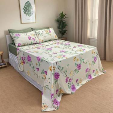 Imagem de Kit de Lençol Queen 4 Peças Micro Percal 400 Fios Toque de Pêssego Ant