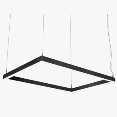 Imagem de Luminária Squadra Perfil 60x60cm Led Quadrado Cabo Suspenso Preto 220V Luz Neutra