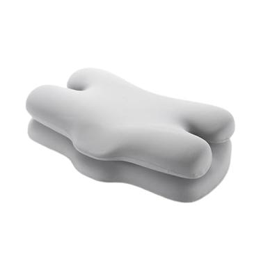 Imagem de Bothyi Travesseiro cervical ergonômico, macio e respirável, confortável, leve e aconchegante para apoio de pescoço ombros, Yoga Cinza Claro