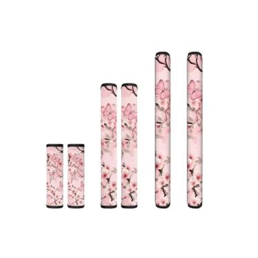 Imagem de HUISEFOR Capas de maçaneta de geladeira cereja conjunto de 6 peças capas de maçaneta de geladeira borboleta para cozinha alças de eletrodomésticos respiráveis capa para micro-ondas, forno, fogão