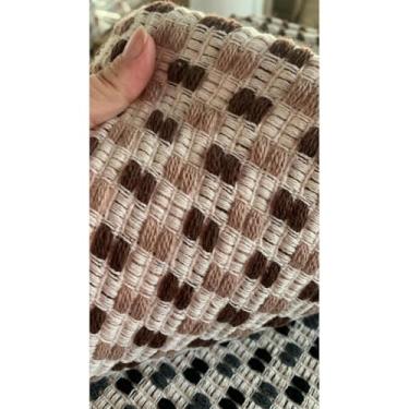 Imagem de Tapete de sala ou quarto algodão, lavável em maquina(pilão marron e bege,1,50x1,50)