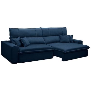 Imagem de Sofá Retrátil Reclinável Para Sala 4 Lugares 290cm Aisha F04 Veludo Azul - Lyam Decor