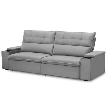 Imagem de Sofá Retrátil Reclinável Para Sala 3 Lugares 250cm Niels F04 Veludo Cinza Claro - Lyam Decor