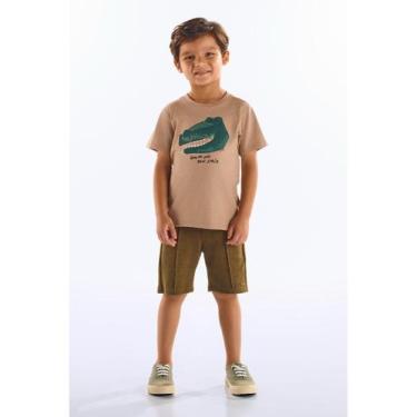 Imagem de Camiseta Infantil Masculina Algodão Up Baby, Bege, 4
