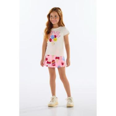 Imagem de Conjunto Blusa e Short-Saia Quimby, Bege, 10