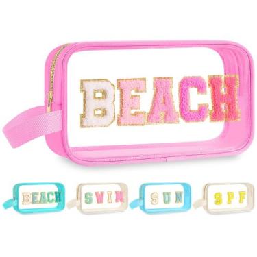Imagem de Bolsa de praia Kacctyen Clear Pink impermeável para mulheres 24x13x7 c