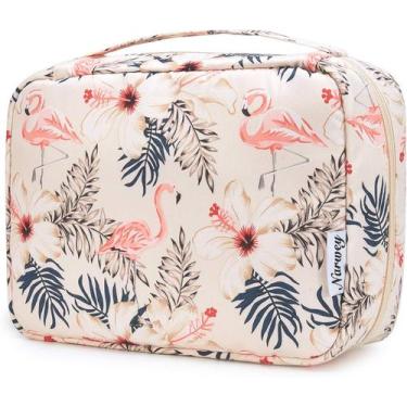 Imagem de Bolsa de higiene pessoal de viagem Narwey Small para mulheres Bege Fla