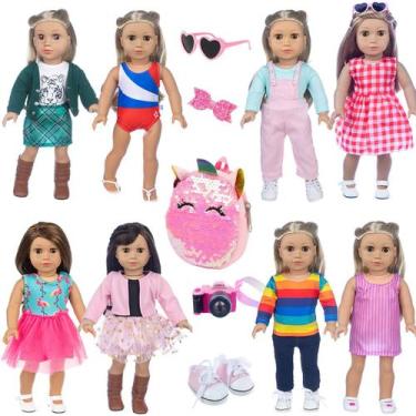 Imagem de Conjunto de roupas e acessórios para bonecas de 8 roupas para bonecas 