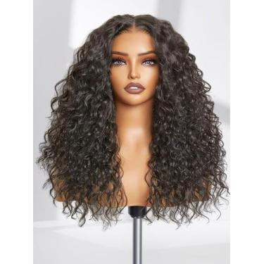 Imagem de Peruca frontal de renda GORGIUS Curly 50cm natural preta sintética