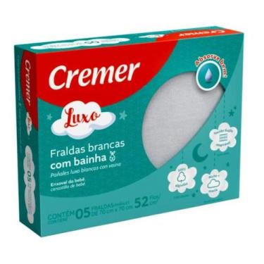 Imagem de Fralda Branca Luxo com Bainhas com 05 unidades Cremer