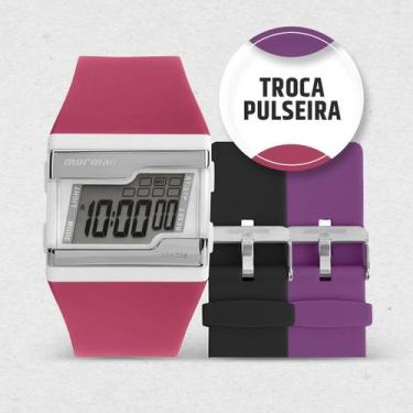 Imagem de Relógio Digital Feminino de Pulso Troca Pulseira com Kit 3 Pulseiras d