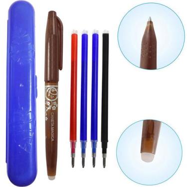 Imagem de Caneta Marrom Mágica Apaga Calor + 4 Refil, Estojo Patchwork - De Acor