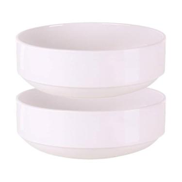 Imagem de Jogo 2 Tigelas Bowl 20cm Paola Porcelana Branca Cumbuca Empilhável Tramontina