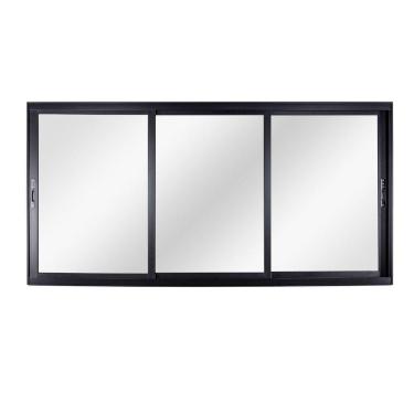 Imagem de Janela de Alumínio de Correr 120x200x10cm 3 Folhas Móveis Vidro Liso Topsul Esquadrisul