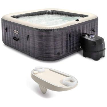 Imagem de Spa Inflável Hidromassagem Quadrada com Luz LED e Acessório para Celular ou Tablet, Intex 28451EP, Preto