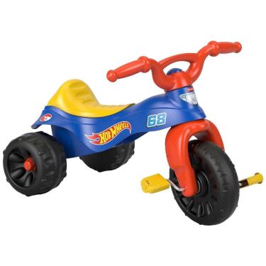 Imagem de Triciclo Infantil com Cores e Gráficos Hot Wheels para crianças de 2 a 5 Anos, Fisher Price, Vermelho e Azul