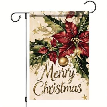 Imagem de Saoplasa Bandeira de jardim de Natal 30,5 x 45,7 cm, árvore de Natal, enfeites de flocos de neve, decoração ao ar livre, casa de fazenda, quintal, varanda, gramado, banner sazonal, casa