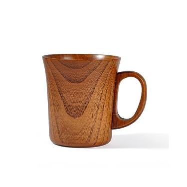 Imagem de GRFIT Caneca de madeira de 400 ml, xícara de café, feita à mão, chá, com alça, estilo japonês, retrô, copo de café