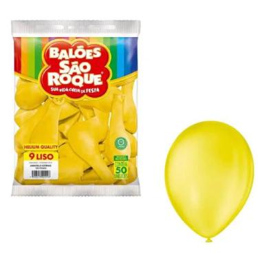 Imagem de Balão Bexiga São Roque Liso Nº 9 Redonda C/50 Amarelo Citrico
