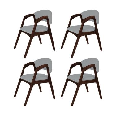 Imagem de Conjunto com 4 Cadeiras de Jantar Gabriela em Madeira e Mdf Castanho Linho Cinza